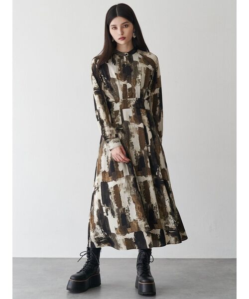 MURUA(ムルーア)の「ニュアンスパターンマキシワンピース(ワンピース・レディース・ブラック/ホワイト・FREE)」の7枚目の写真