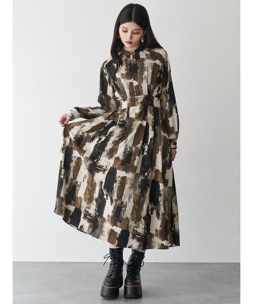 MURUA(ムルーア)の「ニュアンスパターンマキシワンピース(ワンピース・レディース・ブラック/ホワイト・FREE)」の9枚目の写真