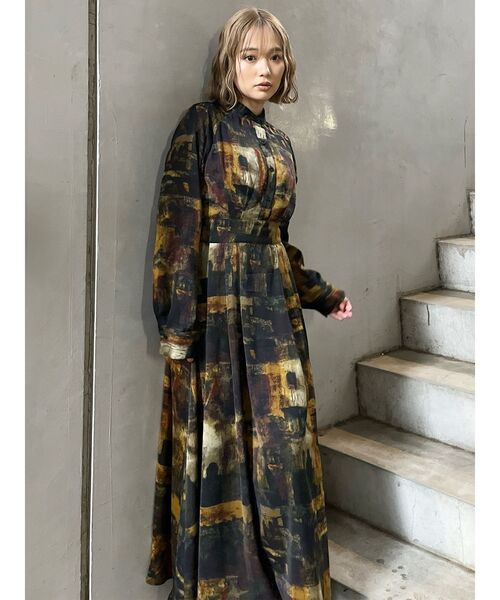 ニュアンスパターンマキシワンピース（ワンピース）｜MURUA（ムルーア