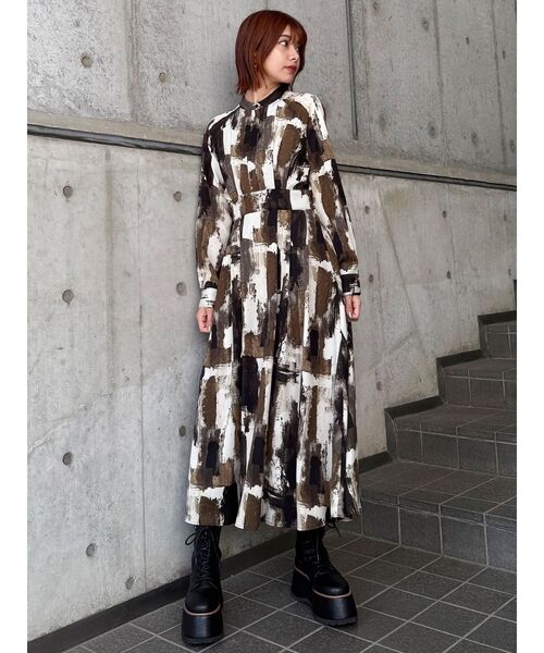 ニュアンスパターンマキシワンピース（ワンピース）｜MURUA（ムルーア