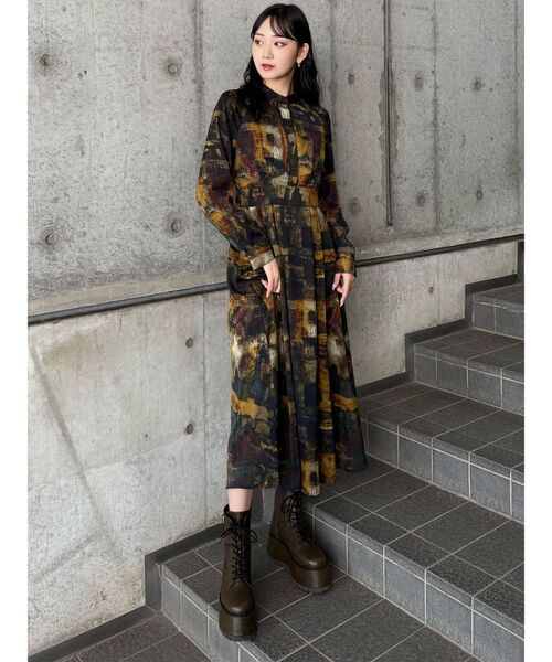 ニュアンスパターンマキシワンピース（ワンピース）｜MURUA（ムルーア