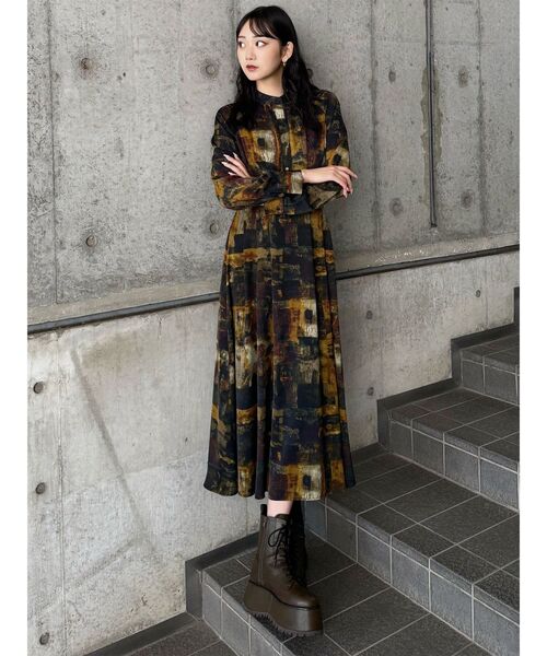 ニュアンスパターンマキシワンピース（ワンピース）｜MURUA（ムルーア