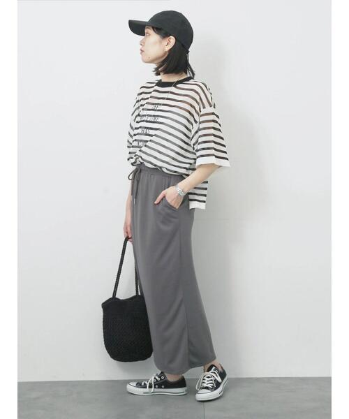 Samansa Mos2 blue（サマンサモスモスブルー）の「ボーダーロゴニットプルオーバー（ニット/セーター・レディース・グリーン/オフホワイト/グレー・F）」の8枚目の写真