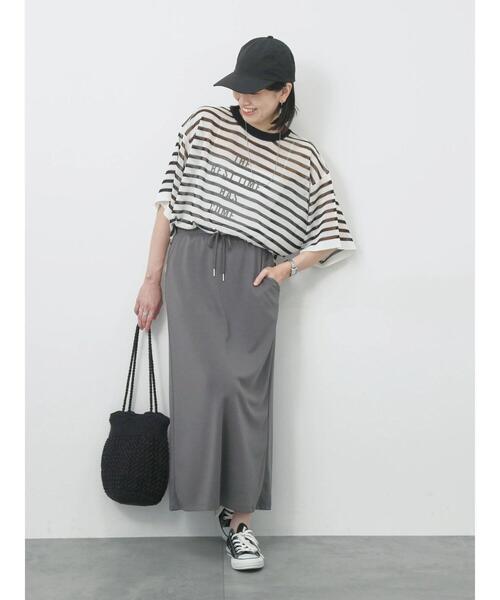 Samansa Mos2 blue（サマンサモスモスブルー）の「ボーダーロゴニットプルオーバー（ニット/セーター・レディース・グリーン/オフホワイト/グレー・F）」の10枚目の写真