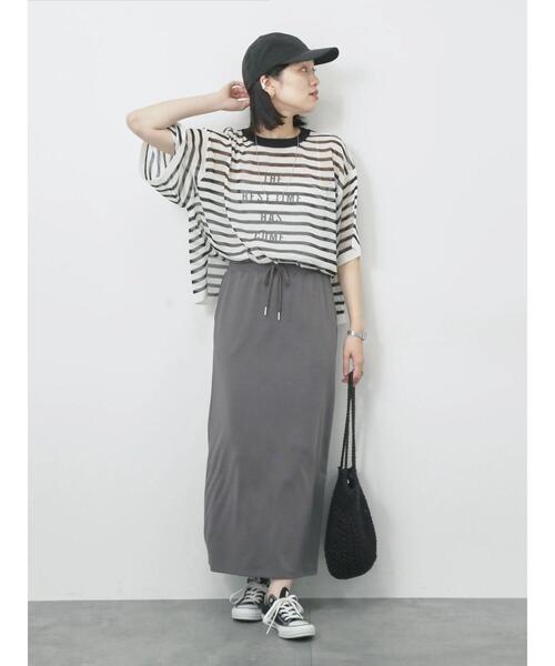 Samansa Mos2 blue（サマンサモスモスブルー）の「ボーダーロゴニットプルオーバー（ニット/セーター・レディース・グリーン/オフホワイト/グレー・F）」の11枚目の写真