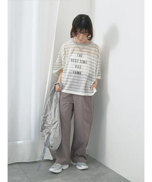 Samansa Mos2 blue（サマンサモスモスブルー）の「ボーダーロゴニットプルオーバー（ニット/セーター・レディース・グリーン/オフホワイト/グレー・F）」の22枚目の写真