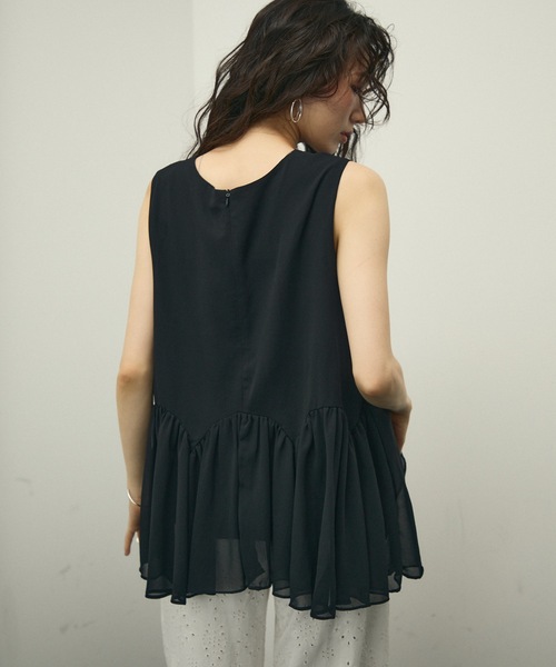Lutim by u(ルチバイユー)の「Fleur Peplum Classic Top / フルールペプラムクラッシックトップス(Tシャツ/カットソー・レディース・ブラック/ピンク・FREE)」の8枚目の写真