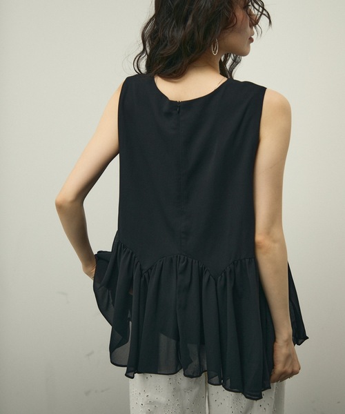 Lutim by u(ルチバイユー)の「Fleur Peplum Classic Top / フルールペプラムクラッシックトップス(Tシャツ/カットソー・レディース・ブラック/ピンク・FREE)」の10枚目の写真