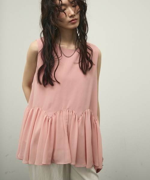 Lutim by u(ルチバイユー)の「Fleur Peplum Classic Top / フルールペプラムクラッシックトップス(Tシャツ/カットソー・レディース・ブラック/ピンク・FREE)」の18枚目の写真