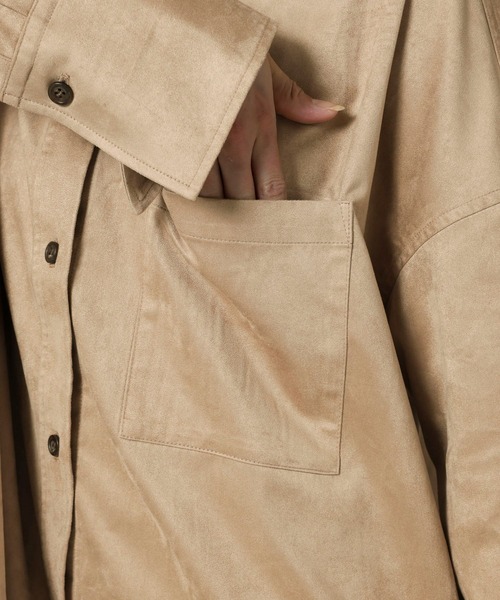 BABYLONE（バビロン）の「フェイクスエードオーバーシャツ（シャツ/ブラウス・レディース・ダークブラウン/ベージュ・フリー）」の17枚目の写真