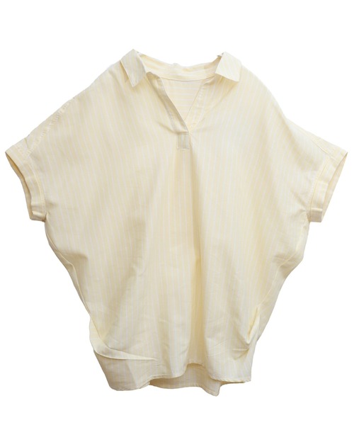 libelle more（リベル モア）の「【抗菌・UVカット・吸水速乾】「やわさらリネン」ストライプスキッパーシャツ（シャツ/ブラウス・レディース・ブルー/サックスブルー/ラベンダー/イエロー/オフホワイト・L/M）」の8枚目の写真