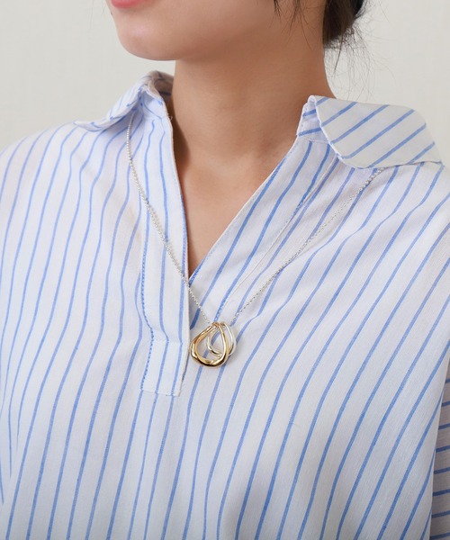 libelle more（リベル モア）の「【抗菌・UVカット・吸水速乾】「やわさらリネン」ストライプスキッパーシャツ（シャツ/ブラウス・レディース・ブルー/サックスブルー/ラベンダー/イエロー/オフホワイト・L/M）」の21枚目の写真