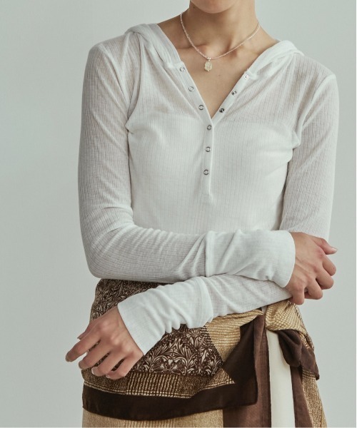 セール】ヘンリーネックカットソーフーディー（Tシャツ/カットソー