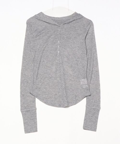 LOSCa(ロスカ)の「ヘンリーネックカットソーフーディー(Tシャツ/カットソー・レディース・グレー/ホワイト×ブラック/アイボリー・FREE)」の22枚目の写真