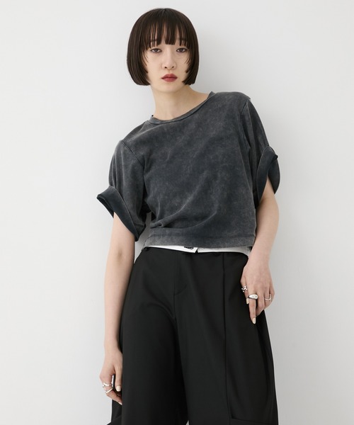 STUDIOUS(ステュディオス)の「【STUDIOUS/ステュディオス】Faded Chibi Tee/フェイデッドチビTシャツ(Tシャツ/カットソー・レディース・ブラック/ベージュ・FREE)」の8枚目の写真