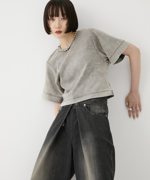 STUDIOUS(ステュディオス)の「【STUDIOUS/ステュディオス】Faded Chibi Tee/フェイデッドチビTシャツ(Tシャツ/カットソー・レディース・ブラック/ベージュ・FREE)」の21枚目の写真