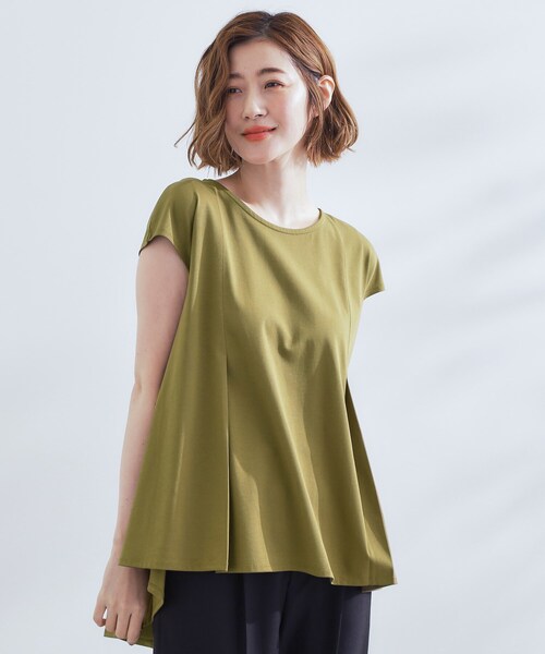 grove(グローブ)の「すっきり見え ペプラムフレンチスリーブカットソー(Tシャツ/カットソー・レディース・オリーブ/ブラック/ナチュラル・05/04/03/02/01)」の3枚目の写真