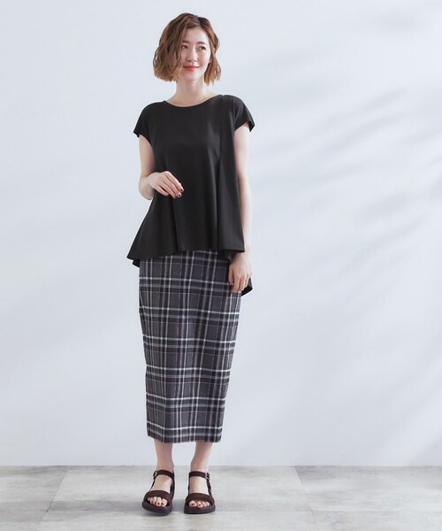 grove(グローブ)の「すっきり見え ペプラムフレンチスリーブカットソー(Tシャツ/カットソー・レディース・オリーブ/ブラック/ナチュラル・05/04/03/02/01)」の12枚目の写真