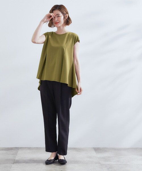 grove(グローブ)の「すっきり見え ペプラムフレンチスリーブカットソー(Tシャツ/カットソー・レディース・オリーブ/ブラック/ナチュラル・05/04/03/02/01)」の17枚目の写真