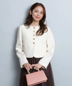 Shimmer Tweed Jacket（ノーカラージャケット）｜Her lip to