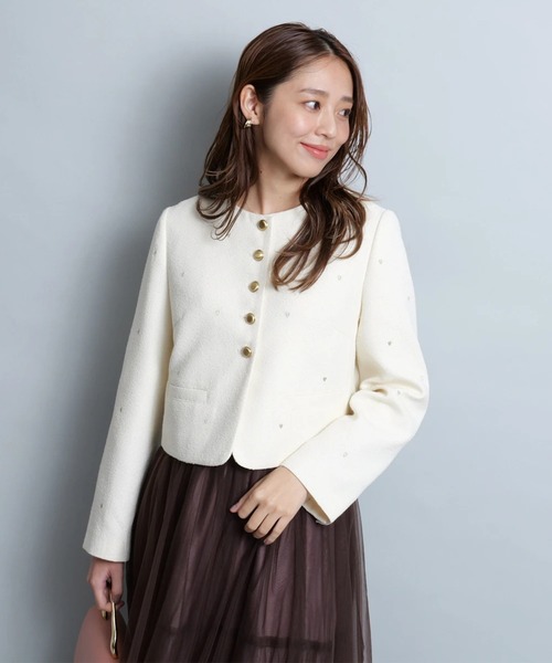 JUSGLITTY（ジャスグリッティー）の「ハート刺繍ショートジャケット