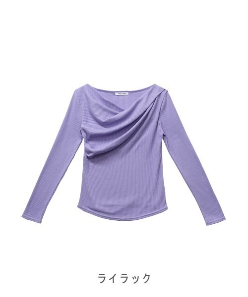 CLOTHY(クロシィ)の「【大人の抜け感を演出する、上品ドレープトップス】テレコ長袖カシュクールトップス 秋服(Tシャツ/カットソー・レディース・ブラック/パープル/ブラウン/グレー/アイボリー/モカ/イエロー/ブラウン系その他/その他・MEDIUM/LARGE)」の15枚目の写真