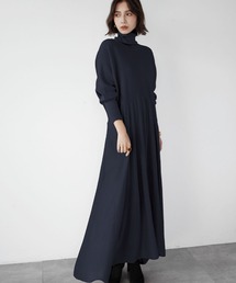 タートルネック」に該当するワンピース/ドレス（ブルー