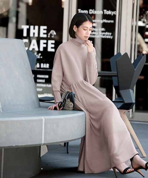 2025AW ニットワンピース セール】【2025AW】タートルネック ロング ニット ワンピース