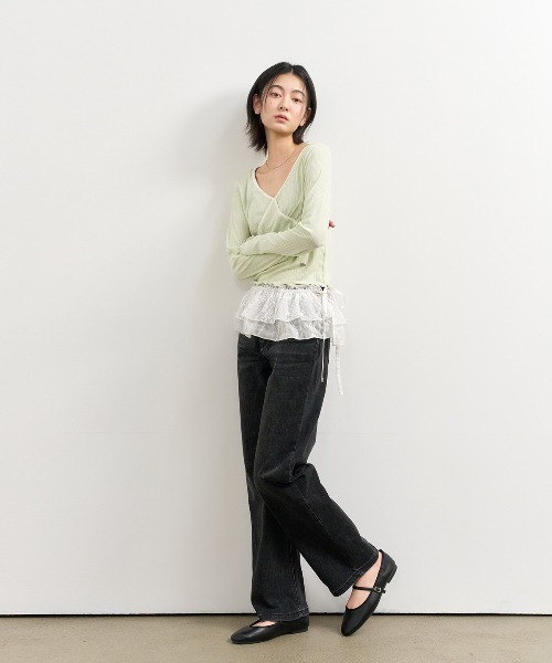 GENERAL IDEA(ジェネラルアイデア)の「GENERAL IDEA/ジェネラルアイディア coloring eyelet v-neck t-shirts Tシャツ(Tシャツ/カットソー・レディース・ミント/ホワイト・L)」の12枚目の写真