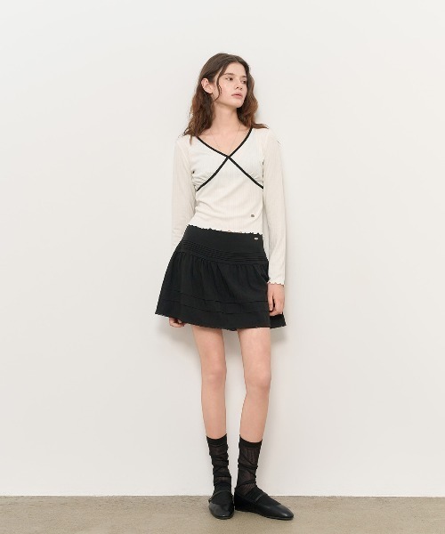 GENERAL IDEA(ジェネラルアイデア)の「GENERAL IDEA/ジェネラルアイディア coloring eyelet v-neck t-shirts Tシャツ(Tシャツ/カットソー・レディース・ミント/ホワイト・L)」の7枚目の写真