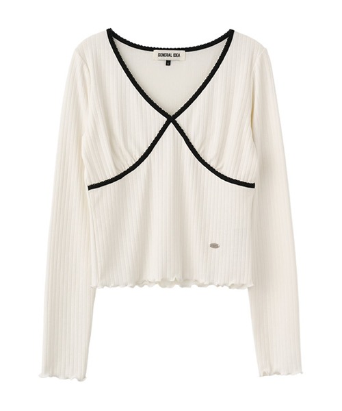【GENERAL IDEA】Eyelet 配色 V-Neck ティーシャツ GENERAL IDEA/ジェネラルアイディア coloring eyelet v-neck t