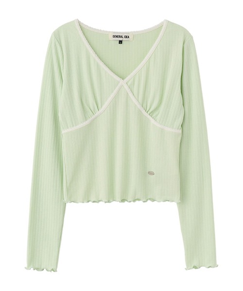 【GENERAL IDEA】Eyelet 配色 V-Neck ティーシャツ GENERAL IDEA/ジェネラルアイディア coloring eyelet v-neck t