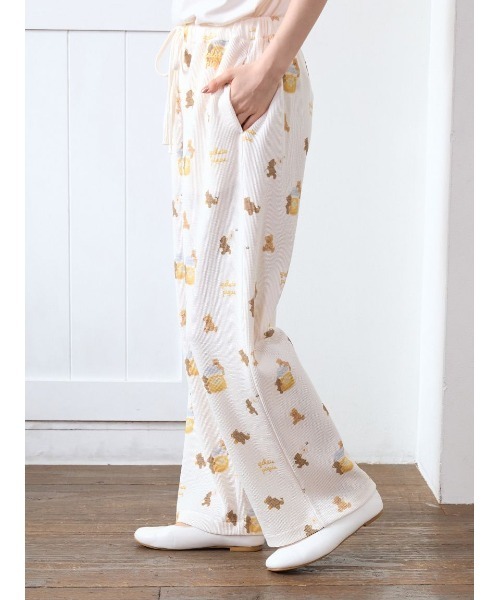 【新品】ジェラートピケ　はちみつベア柄プルオーバー&ロングパンツ　上下セット はちみつベア柄ロングパンツ（ルームウェア/パジャマ）｜gelato