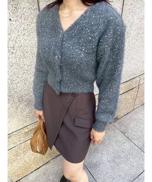 LAGUNAMOON（ラグナムーン）の「フェザーネップカーデプルオーバー（カーディガン/ボレロ・レディース・チャコールグレー/ブルー/イエロー・FREE）」の2枚目の写真