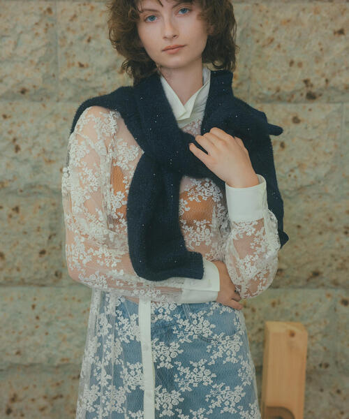 N.（N. Natural Beauty Basic）（エヌエヌナチュラルビューティーベーシック）の「【追加生産】ビーズミックスヘアリーカーディガン（カーディガン/ボレロ・レディース・レッド/チャコールグレー/ネイビー・MEDIUM）」の10枚目の写真