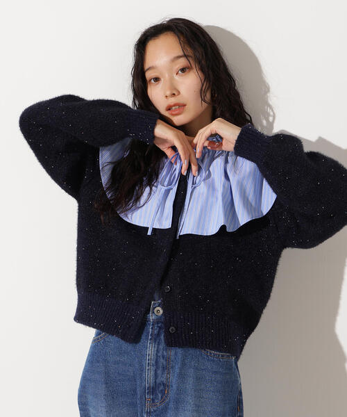 N.（N. Natural Beauty Basic）（エヌエヌナチュラルビューティーベーシック）の「【追加生産】ビーズミックスヘアリーカーディガン（カーディガン/ボレロ・レディース・レッド/チャコールグレー/ネイビー・MEDIUM）」の15枚目の写真