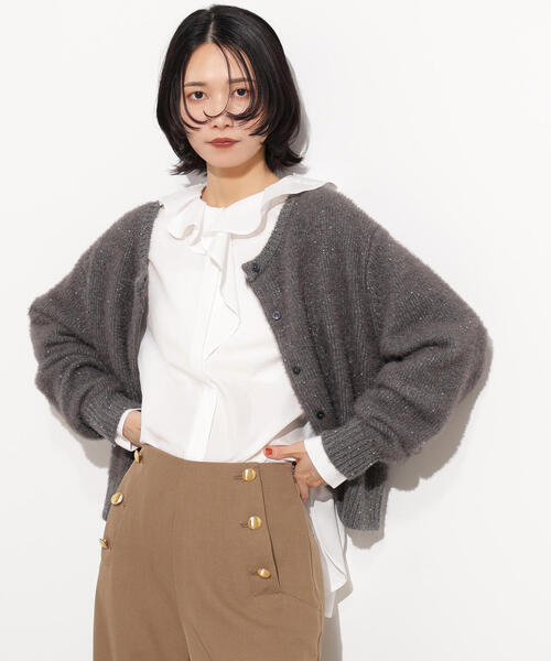 N.（N. Natural Beauty Basic）（エヌエヌナチュラルビューティーベーシック）の「【追加生産】ビーズミックスヘアリーカーディガン（カーディガン/ボレロ・レディース・レッド/チャコールグレー/ネイビー・MEDIUM）」の9枚目の写真