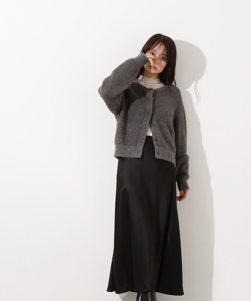 N.（N. Natural Beauty Basic）（エヌエヌナチュラルビューティーベーシック）の「【追加生産】ビーズミックスヘアリーカーディガン（カーディガン/ボレロ・レディース・レッド/チャコールグレー/ネイビー・MEDIUM）」の4枚目の写真