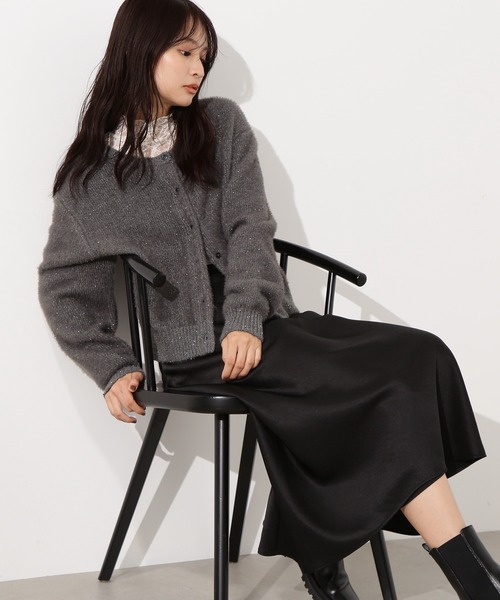 N.（N. Natural Beauty Basic）（エヌエヌナチュラルビューティーベーシック）の「【追加生産】ビーズミックスヘアリーカーディガン（カーディガン/ボレロ・レディース・レッド/チャコールグレー/ネイビー・MEDIUM）」の7枚目の写真