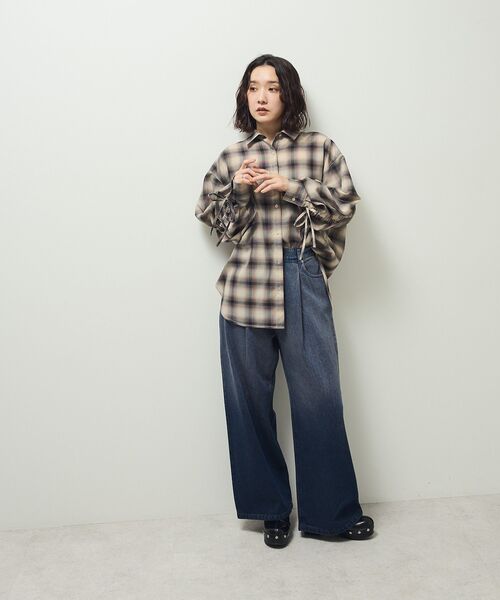 ELENCARE DUE（エレンカーレデュエ）の「・ELENCARE DUE チェックギャザーシャツ（シャツ/ブラウス・レディース・ネイビー/アイボリー/ブラック・FREE）」の15枚目の写真