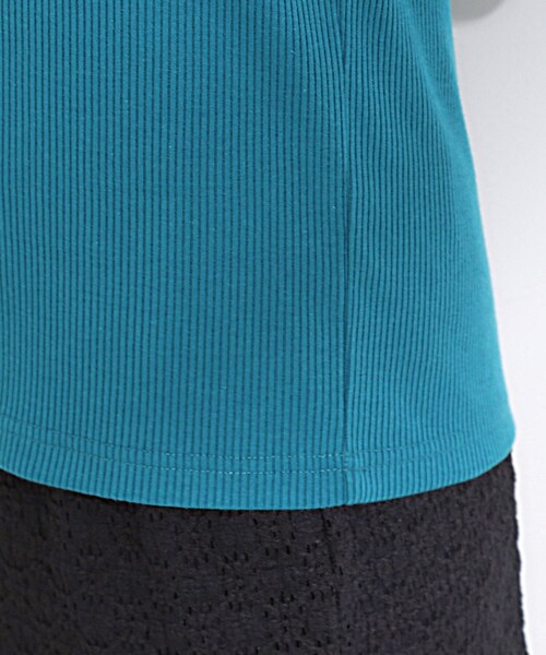 DRESKIP（ドレスキップ）の「【S-LL】女性らしさ漂うハートネック テレコ5分袖トップス（Tシャツ/カットソー・レディース・ブラック/ブルーグリーン/オフホワイト/ホワイト系5・01/02/03/04）」の7枚目の写真