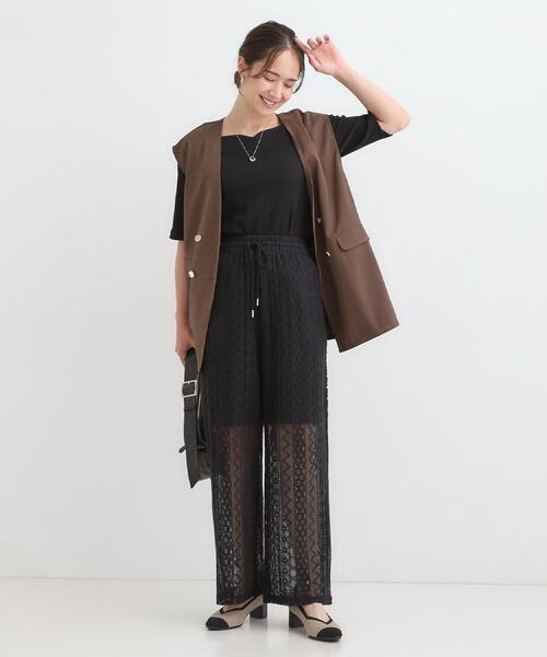 DRESKIP（ドレスキップ）の「【S-LL】女性らしさ漂うハートネック テレコ5分袖トップス（Tシャツ/カットソー・レディース・ブラック/ブルーグリーン/オフホワイト/ホワイト系5・01/02/03/04）」の9枚目の写真