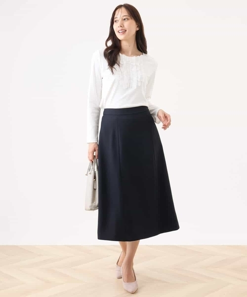 OFUON le MK(オフオンルエムケー)の「【2025AW】ミニフリルディティールコットンカットソー/洗える/WEB限定サイズあり(Tシャツ/カットソー・レディース・ホワイト/ブルー系その他・36/38)」の8枚目の写真