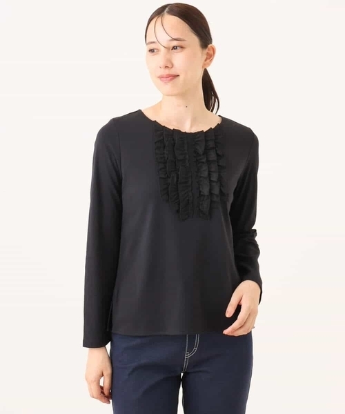 OFUON le MK(オフオンルエムケー)の「【2025AW】ミニフリルディティールコットンカットソー/洗える/WEB限定サイズあり(Tシャツ/カットソー・レディース・ホワイト/ブルー系その他・36/38)」の22枚目の写真