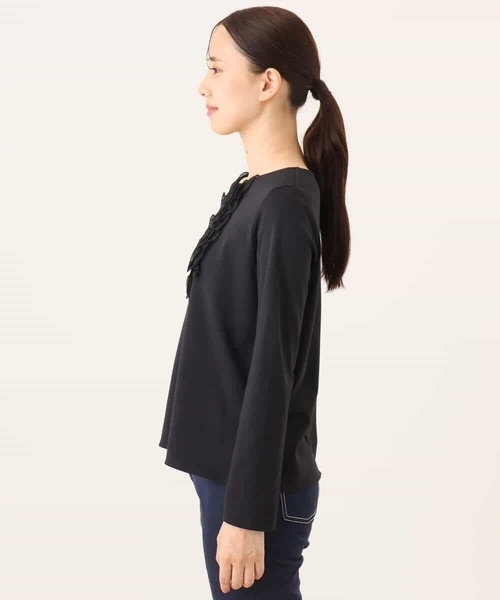 OFUON le MK(オフオンルエムケー)の「【2025AW】ミニフリルディティールコットンカットソー/洗える/WEB限定サイズあり(Tシャツ/カットソー・レディース・ホワイト/ブルー系その他・36/38)」の14枚目の写真