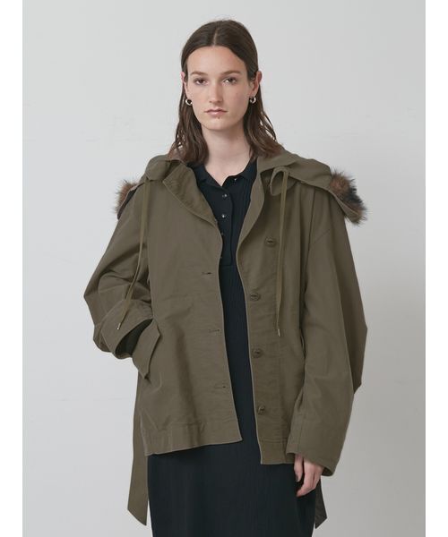 styling/（スタイリング）の「【セットアップ対応】アタッチドフードジャケット（ミリタリージャケット・レディース・カーキ/ベージュ・0/1）」の3枚目の写真