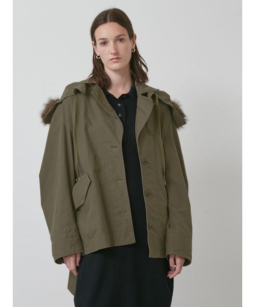 styling/（スタイリング）の「【セットアップ対応】アタッチドフードジャケット（ミリタリージャケット・レディース・カーキ/ベージュ・0/1）」の4枚目の写真