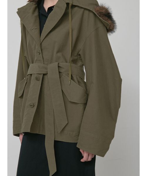 styling/（スタイリング）の「【セットアップ対応】アタッチドフードジャケット（ミリタリージャケット・レディース・カーキ/ベージュ・0/1）」の8枚目の写真