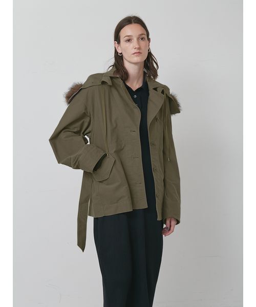 styling/（スタイリング）の「【セットアップ対応】アタッチドフードジャケット（ミリタリージャケット・レディース・カーキ/ベージュ・0/1）」の10枚目の写真