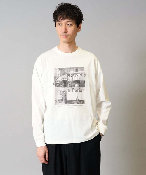 a.v.v（アーヴェヴェ）の「【綿100％】フォトプリントワイドシルエットカットソー　ロンT（Tシャツ/カットソー・メンズ・ホワイト/チャコールグレー・50/46/48/44）」の2枚目の写真